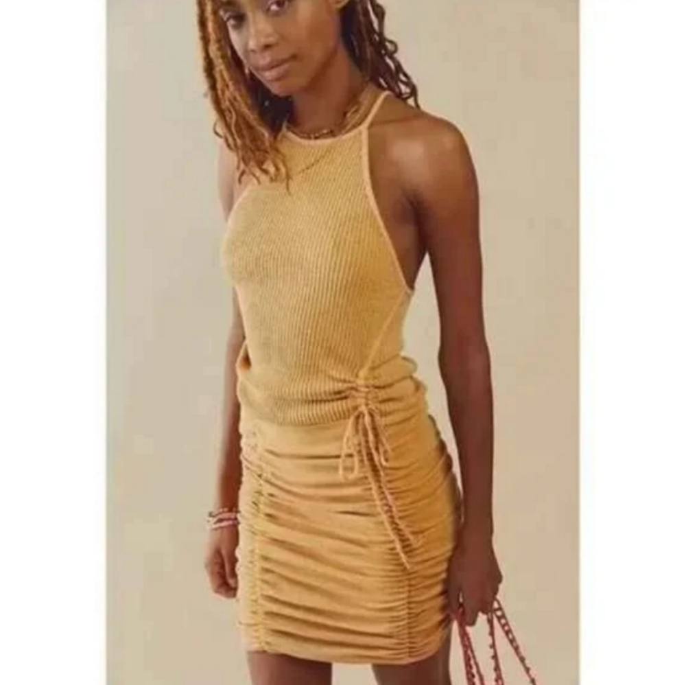 Free People Katya ribbed ruched dress size XS